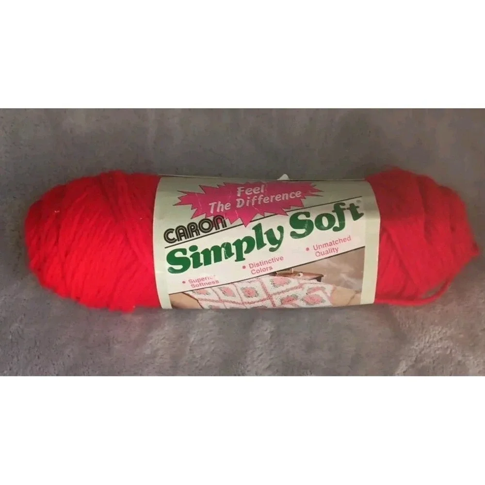 1 Skein Caron Simply Soft Yarn 3 oz 100% Acrylic 4 Ply Red Non Allergenic‎